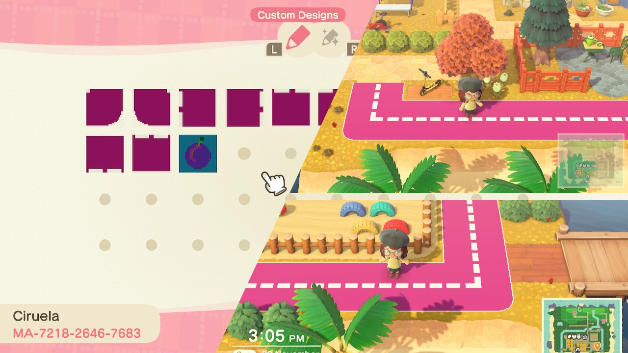 Motif Route, chemin urbain rose | Animal Crossing New Horizons | Animal